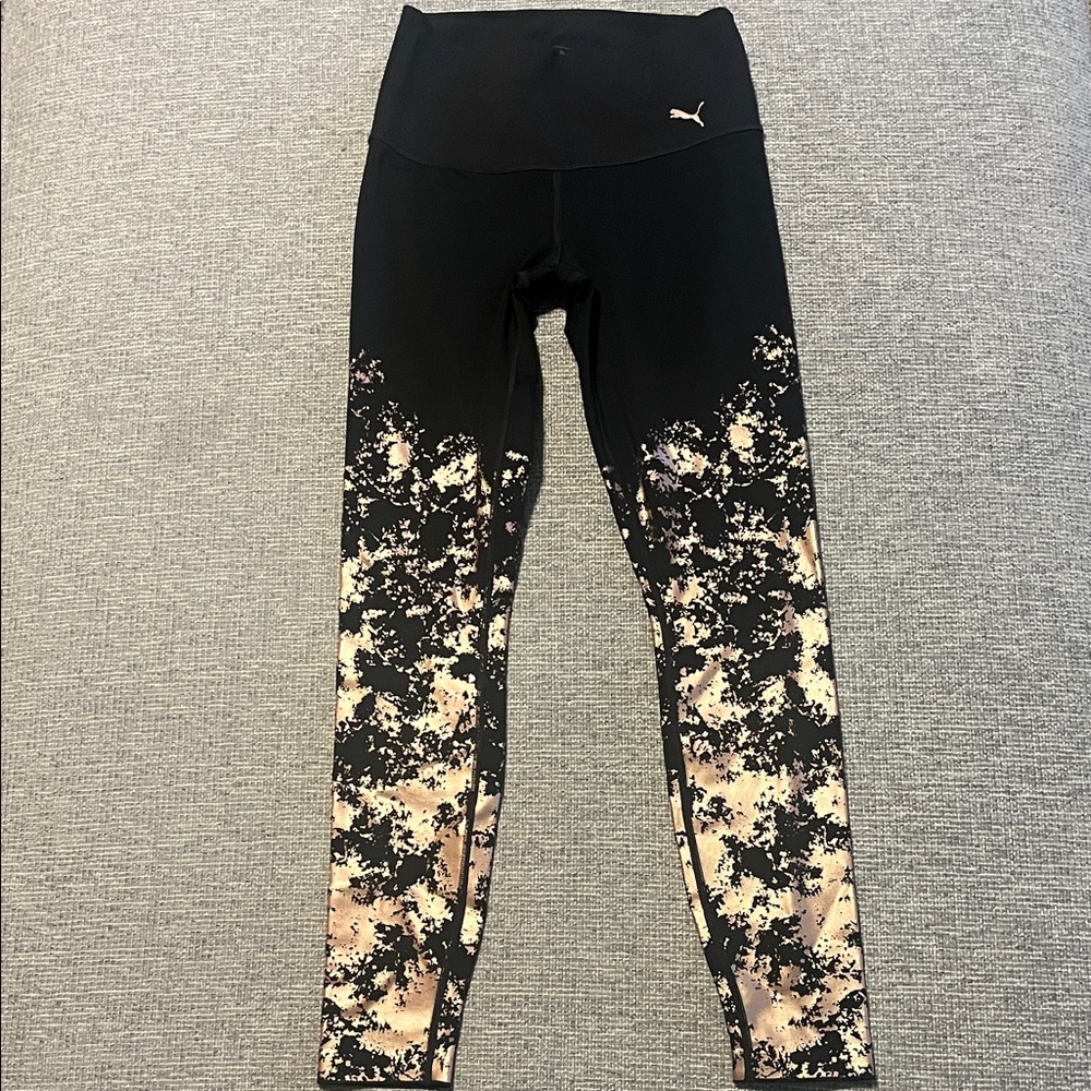 Puma Black and Cream Splatter Leggings